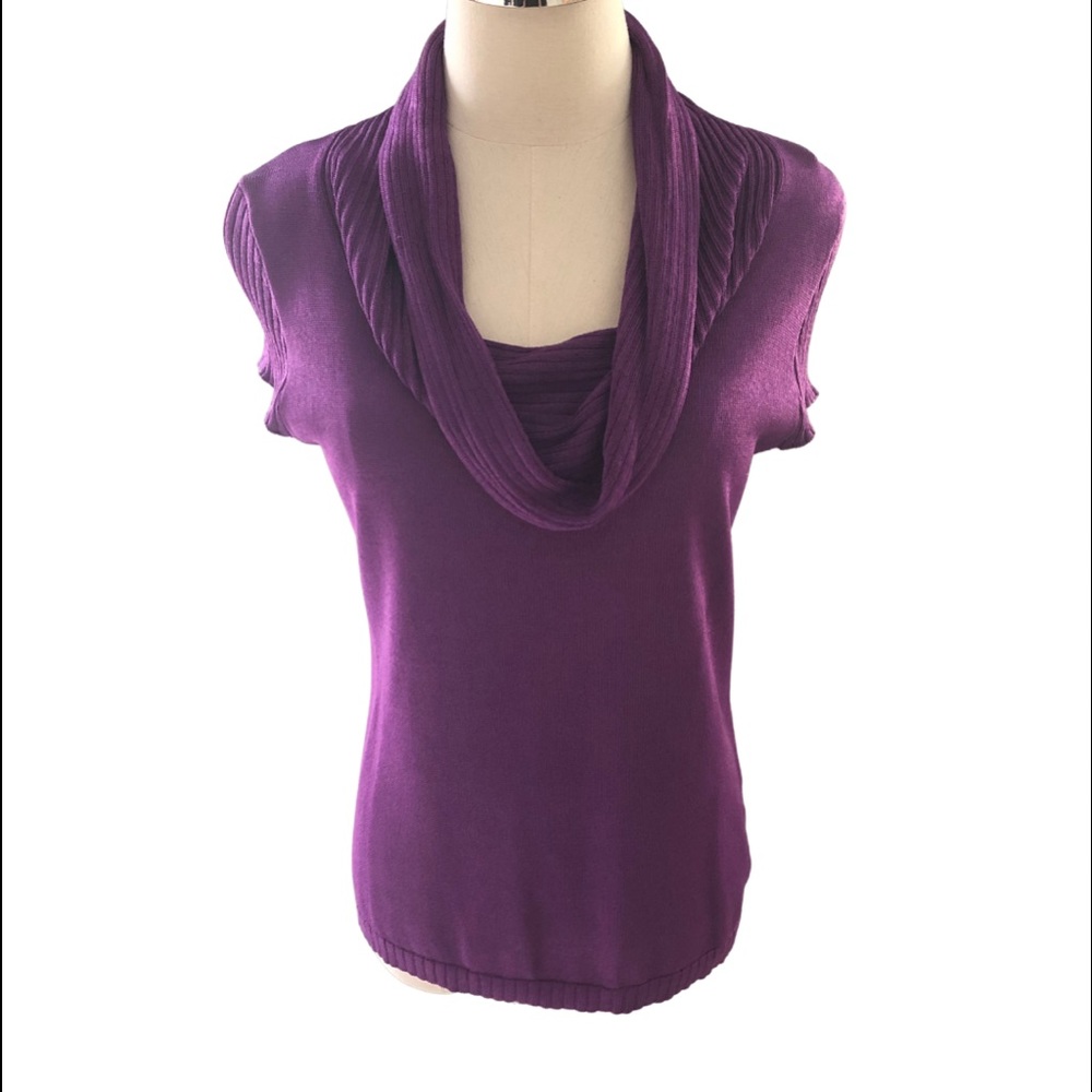 🌺JONES NEW YORK KNIT PURPLE COWL NECK TOP SMALL